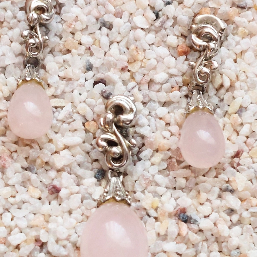 Rose Quartz Earrings and Pendant Set